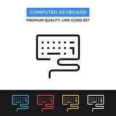Poster - Vector computer keyboard icon. Thin line icon