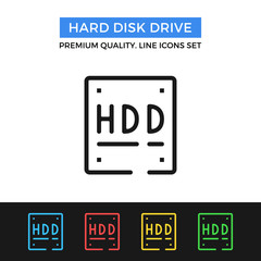 Poster - Vector hard disk drive icon. Thin line icon