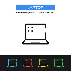 Poster - Vector laptop icon. Thin line icon