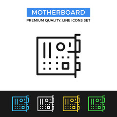 Poster - vector motherboard icon. thin line icon