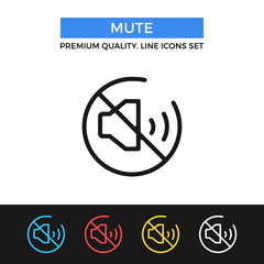 Poster - Vector mute icon. Thin line icon