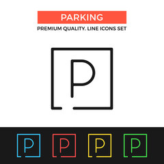 Poster - vector parking icon. thin line icon