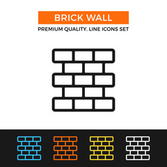 Poster - Vector brick wall icon. Thin line icon