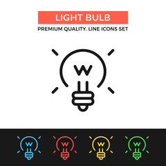 Poster - Vector light bulb icon. Thin line icon