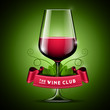 Illustration of wineglass with a red ribbon for your text