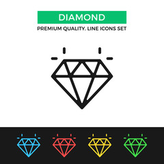 Poster - Vector diamond icon. Thin line icon