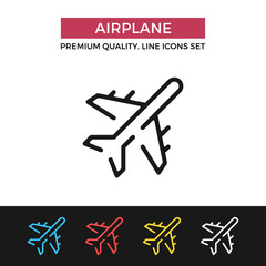 Poster - Vector airplane icon. Thin line icon