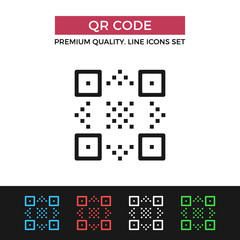 Poster - Vector QR code icon. Thin line icon