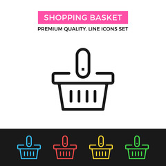 Poster - Vector shopping basket icon. Thin line icon