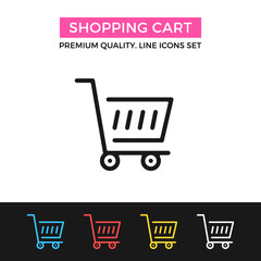 Poster - Vector shopping cart icon. Thin line icon