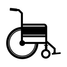 Black Silhouette Wheelchair Flat Icon Vector Illustration