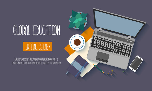 Flat design baners for online education