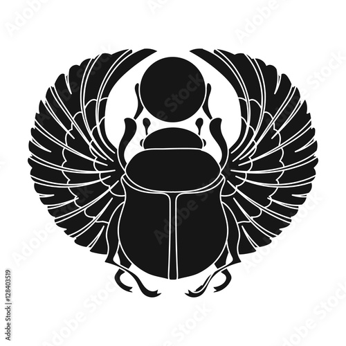 Cuadros en Lienzo Scarab icon in black style isolated on white background
