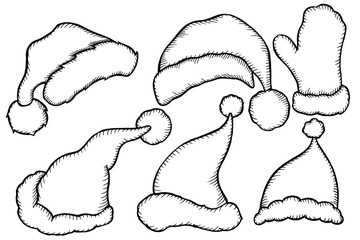 Sticker - doodle hats Santa Claus