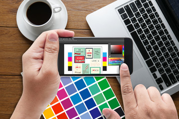 Aufkleber -  Creative Designer Graphic designer at work. Color swatch sample