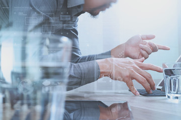 Aufkleber - Website designer working digital tablet and computer laptop with