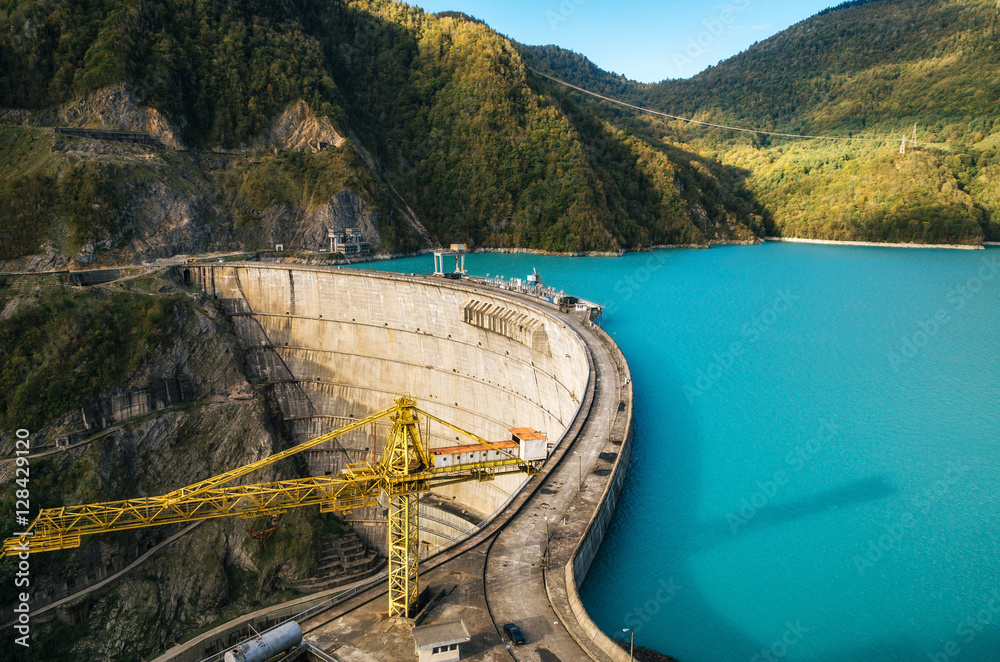 Foto de Stock The Enguri hydroelectric power station HES. The Jvari ...