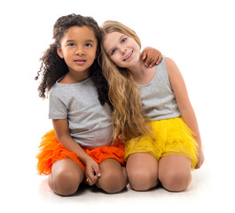 two little girls-friends with different complexion