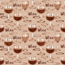 Wine Seamless Pattern. Hand-drawn Pattern With Wine Stains