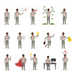 © inspiring.team - Isolated businessman set. Funny handsome african american businessman in suit in different poses on white background.