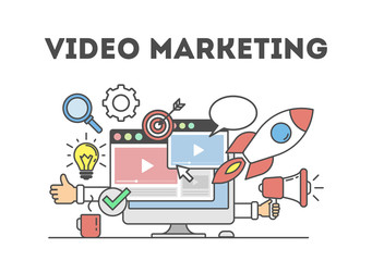 Poster - video marketing concept. digital design. social network and media communication.