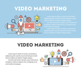 Poster - video marketing concept. digital design. social network and media communication.