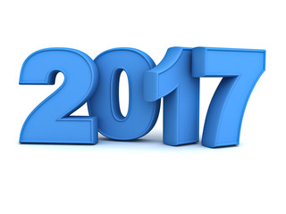 Aufkleber - Happy new year 2017 3D blue text isolated over white background with reflection and shadow 3D rendering