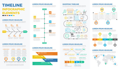 business timeline infographic elements