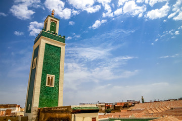 Wall Mural - Green minaret of the Great Mosque in Meknes