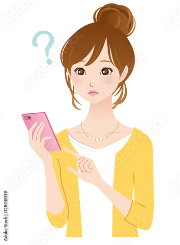 若い女性 スマホ 携帯電話 疑問 Adobe Stock でこのストックイラストを購入して 類似のイラストをさらに検索 Adobe Stock