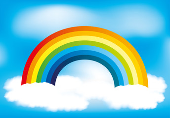 Wall Mural - Rainbow and clouds.