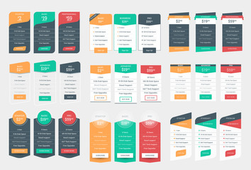 Wall Mural - collection of coloful pricing table design templates for websites and applications. vector pricing p