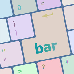 Poster - bar word on keyboard key, notebook computer
