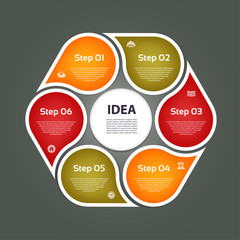 Wall Mural - Circular arrows for infographics. Chart, graph, diagram with 6 steps, options, parts. Vector business template.