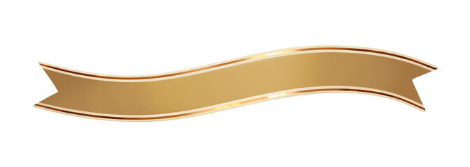 Wall Mural - curled golden ribbon banner with gold border - wavy