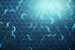 Abstract blue of futuristic surface hexagon pattern with light rays. 3D Rendering