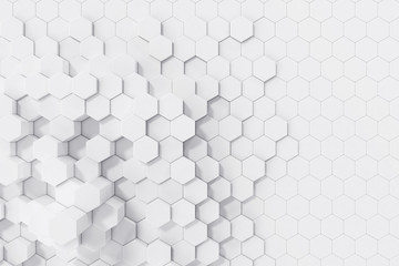 Poster - White geometric hexagonal abstract background. 3d rendering