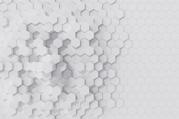 Wall Mural - White geometric hexagonal abstract background. 3d rendering