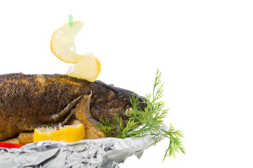 Wall Mural - Delicious grilled trout with vegetables.