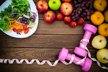 Poster - Fitness, healthy fruits, Fresh healthy salad, diet and active li