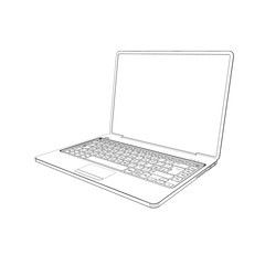 Laptop.Vector outline illustration.