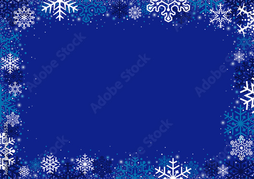 Blue Christmas Background with Snowflakes - Winter Illustration, Vector