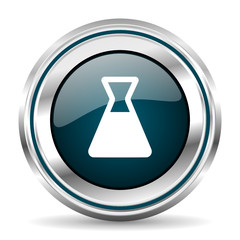 Poster - Laboratory vector icon. Chrome border round web button. Silver metallic pushbutton.