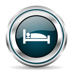 Poster - Hotel vector icon. Chrome border round web button. Silver metallic pushbutton.
