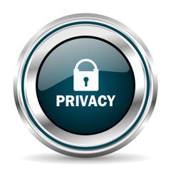 Fototapete - Privacy vector icon. Chrome border round web button. Silver metallic pushbutton.