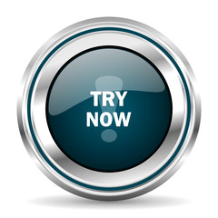Poster -  vector icon. Chrome border round web button. Silver metallic pushbutton.