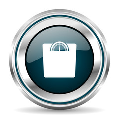 Poster -  vector icon. Chrome border round web button. Silver metallic pushbutton.