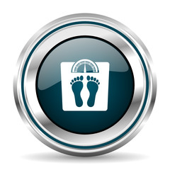 Poster -  vector icon. Chrome border round web button. Silver metallic pushbutton.