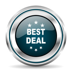 Poster - Best dea vector icon. Chrome border round web button. Silver metallic pushbutton.
