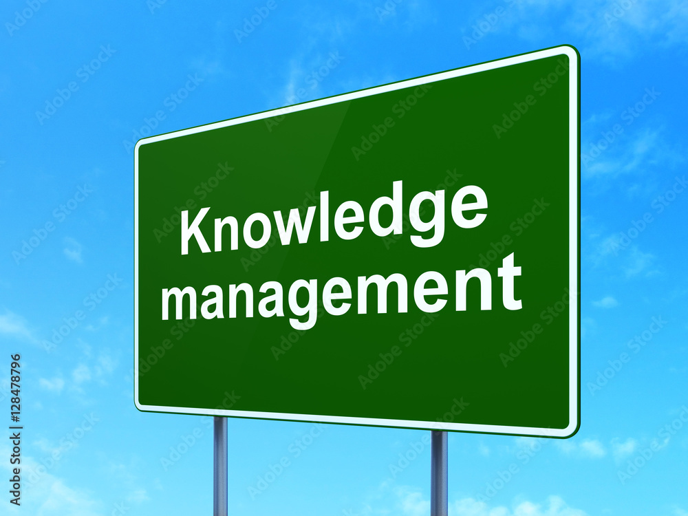 Filtering Knowledge Management Sign Learning concept: Knowledge Management on road sign background Stock ...